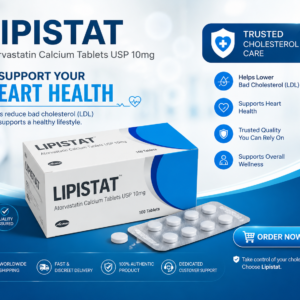 Lipistat Atorvastatin Calcium Tablets USP 10mg – Cholesterol Support | 100 Tablets | Fast Worldwide Shipping