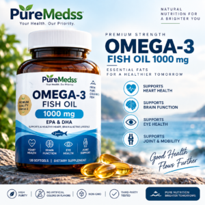 Omega-3 Fish Oil 1000mg – EPA & DHA for Heart, Brain, Eye & Joint Support | PureMedss